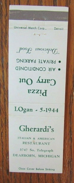 Gherardis Restaurant - Matchbook (newer photo)